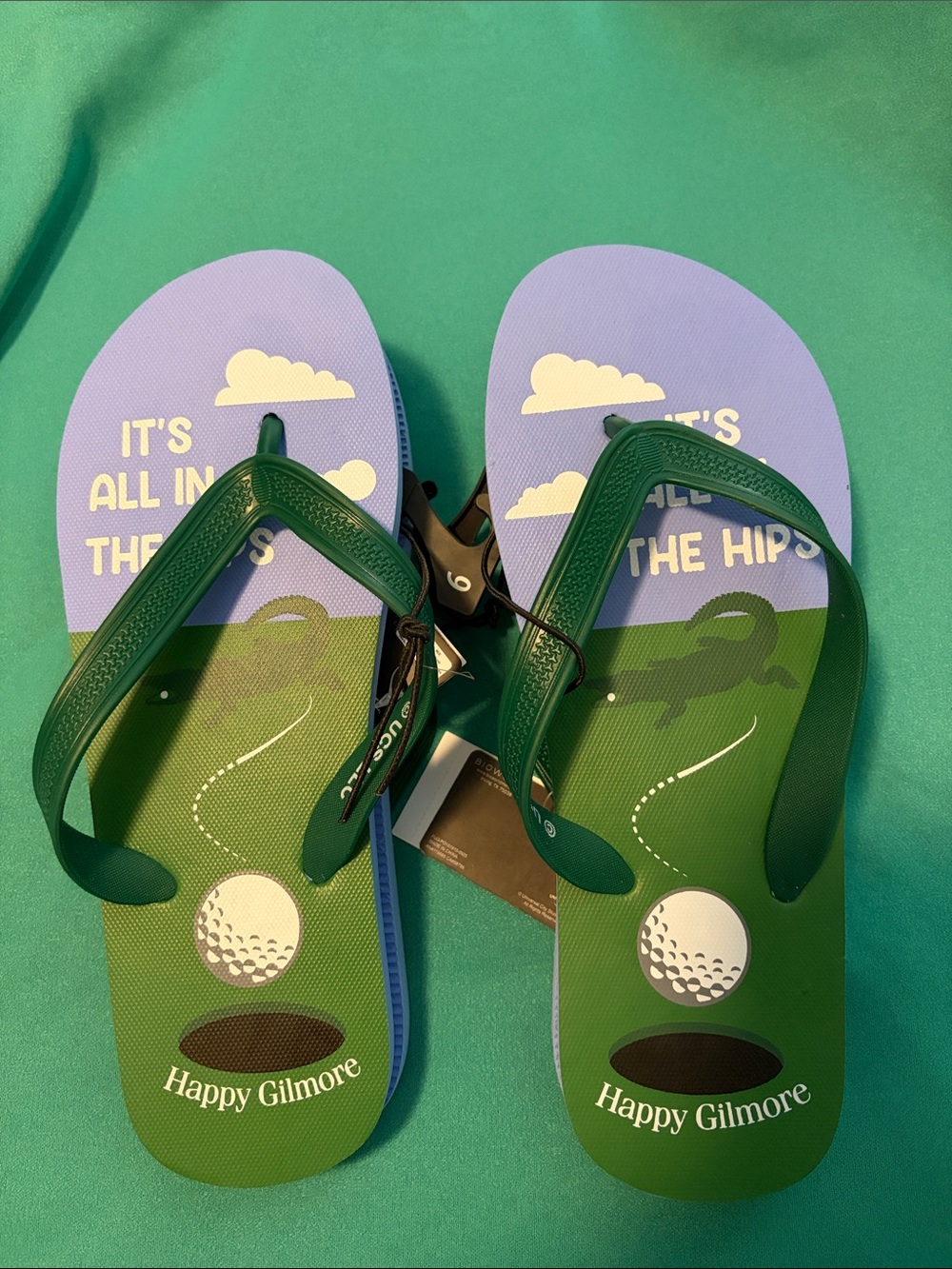 Men's Green & Purple Graphic Flip Flops
